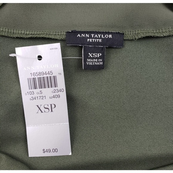 Ann Taylor Petite Sleeveless Ruched Sides Top ~ Dark Green ~ XS / Extra Small - Picture 8 of 10